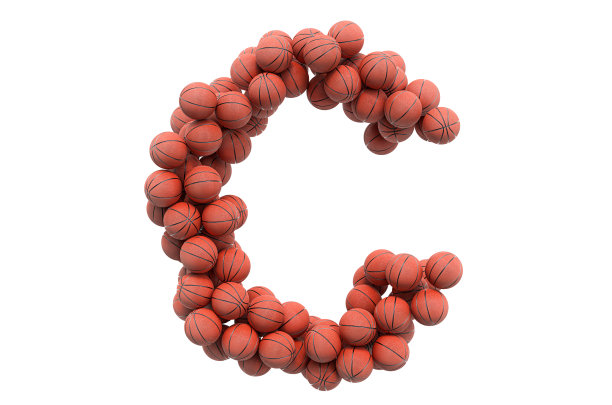 字母C来自篮球，3D渲染孤立在白色背景图片下载