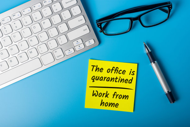 工作隔离，建议在家工作。冠状病毒概念图片下载