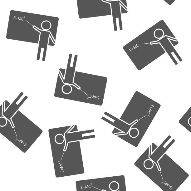 黑板附近的矢量图标人。教师无缝模式上的白色背景。图片下载