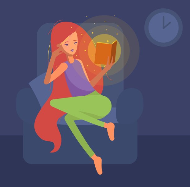 红发女孩在读一本魔法书图片下载