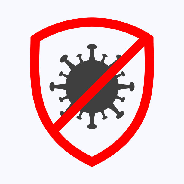 盾牌与corona病毒平面设计风格的白色背景，矢量插图图片下载