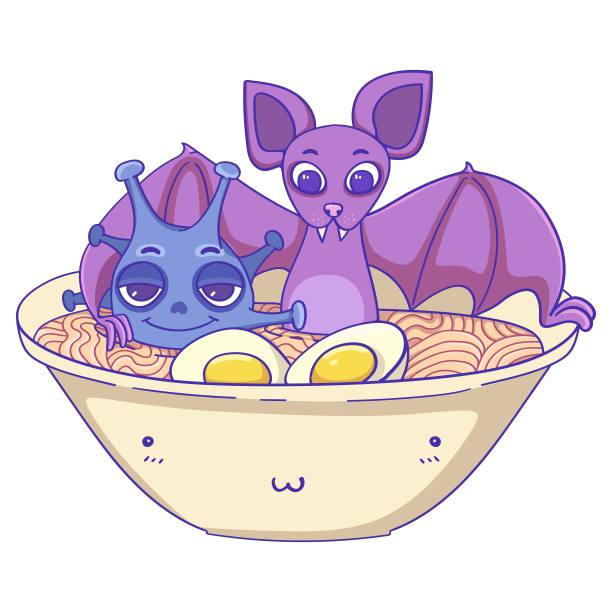 冠状病毒相关的插图与蝙蝠和病毒细菌在可爱可爱的风格图片下载