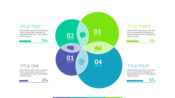 四个重叠的圆圈幻灯片模板图片下载
