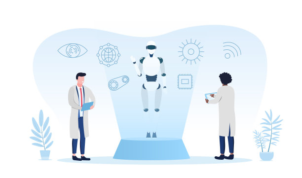 两位科学家正在研发未来机器人图片下载