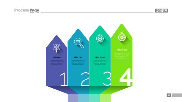 箭头条形图幻灯片模板图片下载