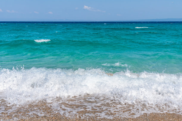 Pefkochori海滩。希腊哈尔基迪基半岛最美丽的海滩之一。图片下载