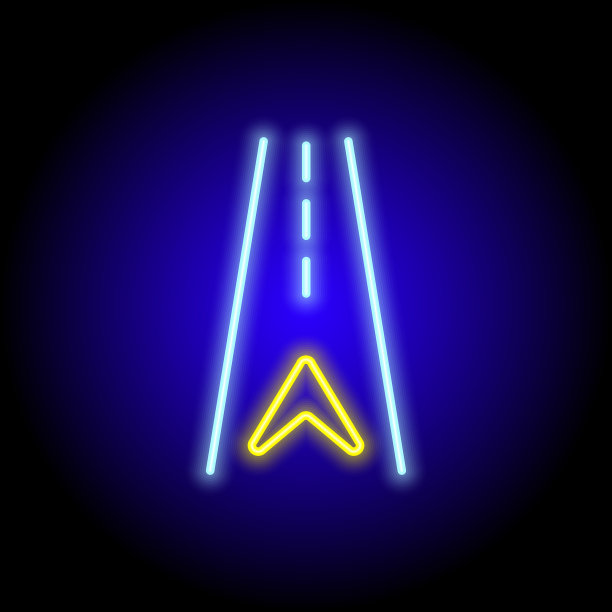 矢量霓虹平面设计图标组路线导航方向标志符号孤立图片下载