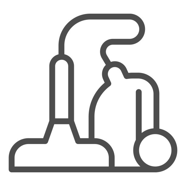 吸尘器机线图标。家用清洁设备符号、轮廓风格象形图上的白色背景。酒店或家庭标识的移动概念和网页设计。矢量图形。图片下载