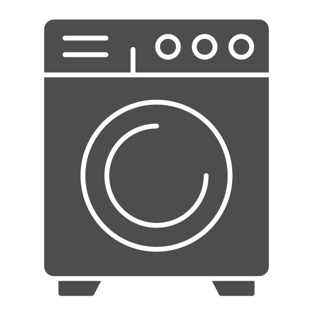 垫圈坚实的图标。洗衣机、洗衣服装置符号、白色背景上的象形文字样式。家用电器标识的移动概念和网页设计。矢量图形。图片下载