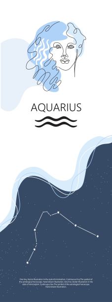 星座的背景。星座水瓶座。一行。简约的图形。图片下载