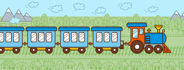 卡通蓝色火车横幅图片下载