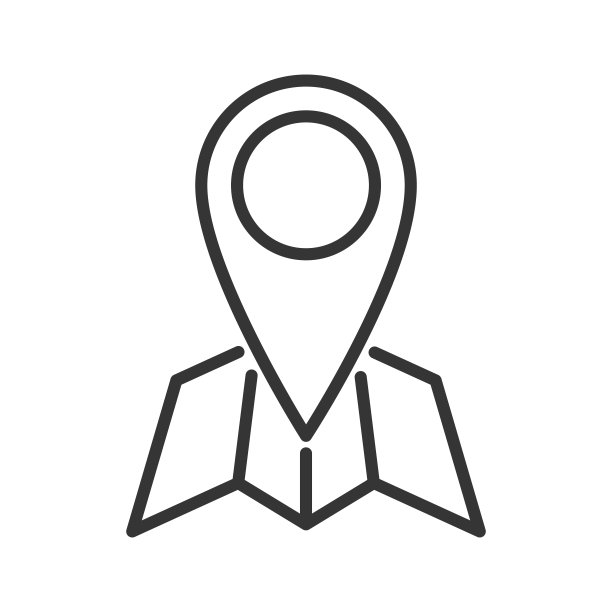 带有地图的细线风格定位图标，矢量图图片下载