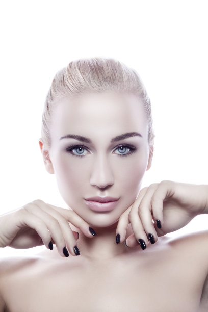 美丽的模特女人特写肖像，健康的皮肤图片下载