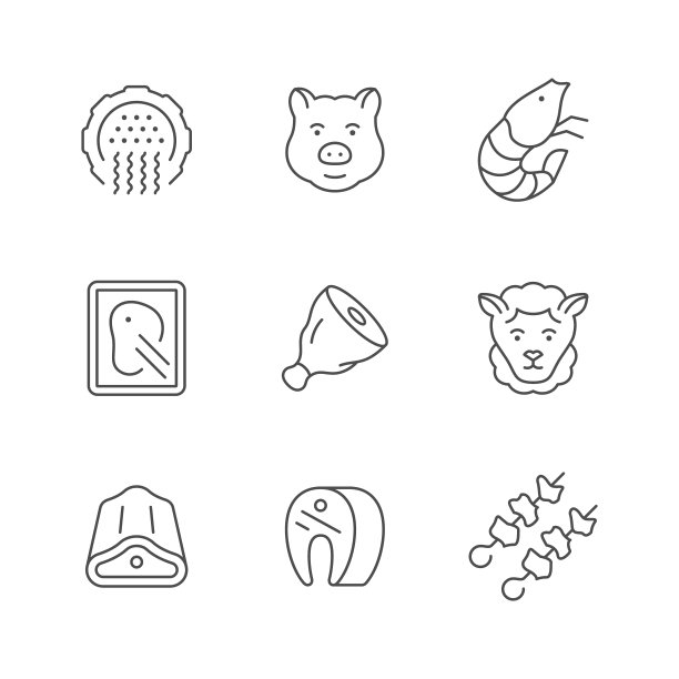 设置肉类的线条图标图片下载