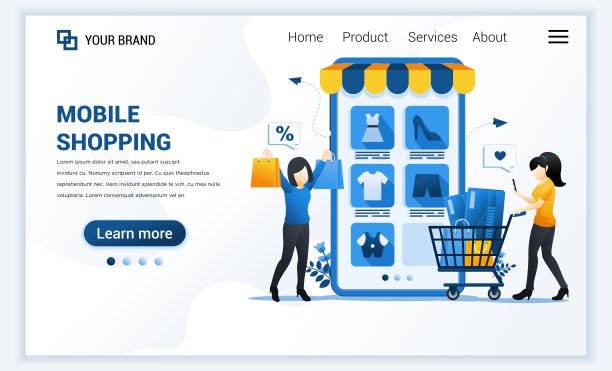 矢量插图的网上购物的概念。年轻女性在网上应用商店购买产品。现代平面网页登陆网页模板设计的网站和移动网站。平的卡通风格图片下载