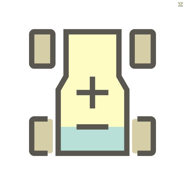 电动汽车电池矢量图标设计，48x48像素完美，笔画可编辑。图片下载