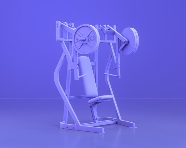 健身器材，单色蓝色背景，3d渲染图片下载