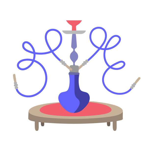 一个水烟管的插图。水烟的标志。矢量插图平面风格手绘。图片下载