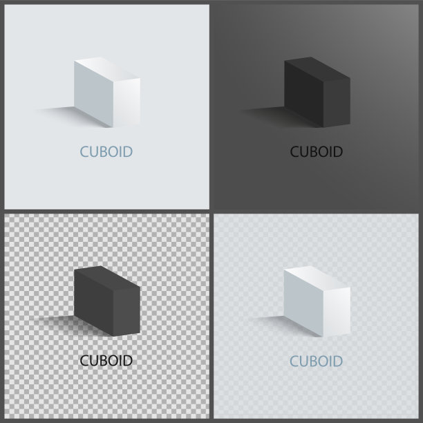 四长方体布局，颜色矢量插图图片下载