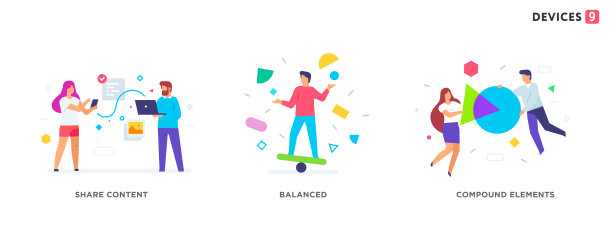 人们使用产品。一组图标，插图。智能手机平板电脑用户界面社交媒体。平面插图图标信息图。登陆页网站打印海报。图片下载