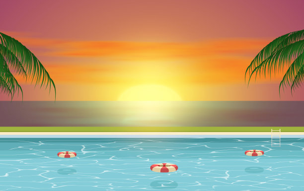 池日落图片下载