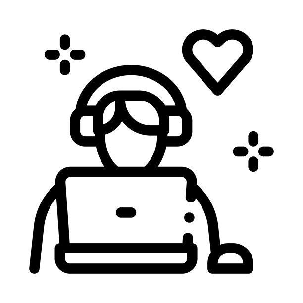 人在耳机图标矢量轮廓插图图片下载