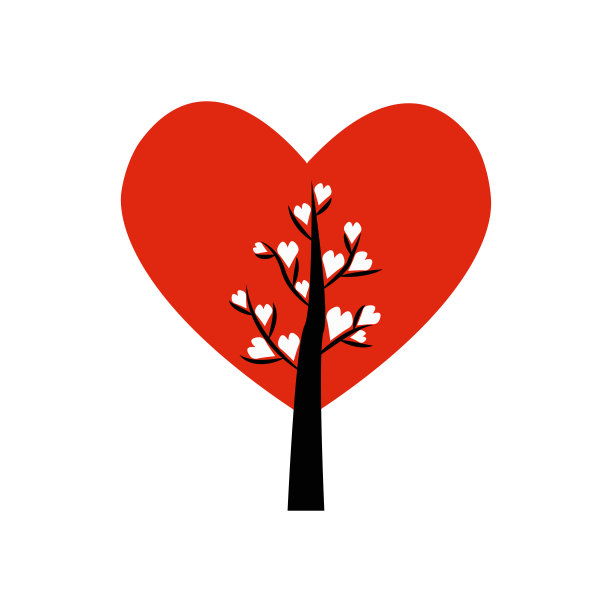 情人节树。叶心。孤立在白色背景上。矢量图图片下载