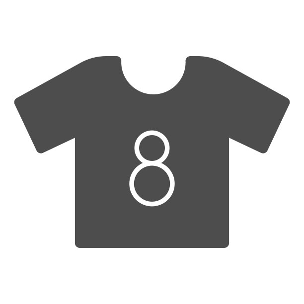 衬衫坚实的图标。足球服，足球服套装上有数字八号符号，白色背景上有字形风格象形文字。运动标志的移动概念和网页设计。矢量图形。图片下载