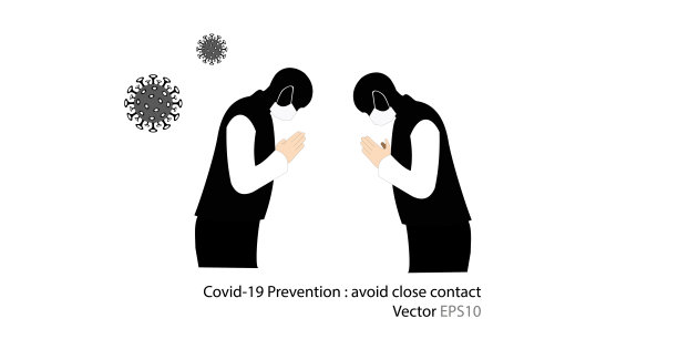 防范Covid-19病毒，应避免密切接触，泰式问候。图片下载