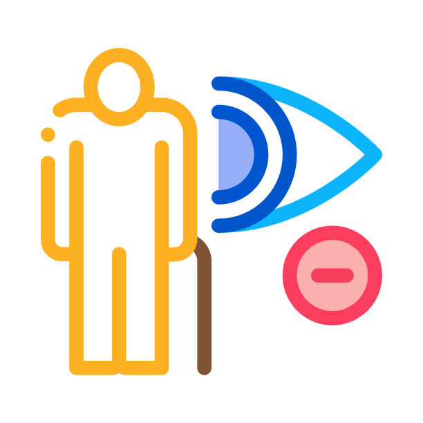 老年人视力损害图标矢量插图图片下载