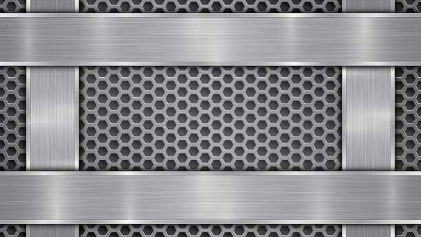 金属背景与孔和四个抛光板图片下载