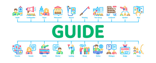 指南引导旅行者最小的信息图横幅向量图片下载