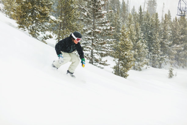 科罗拉多州落基山脉滑雪胜地滑雪和单板滑雪活动图片下载