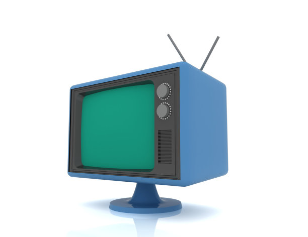 复古电视上的白色背景。图片下载