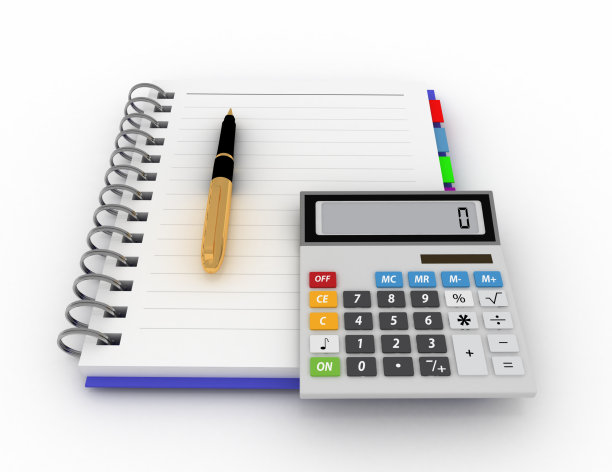 带笔和计算器的办公记事本图片下载