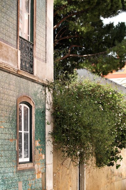 里斯本古老而多彩的门面图片下载