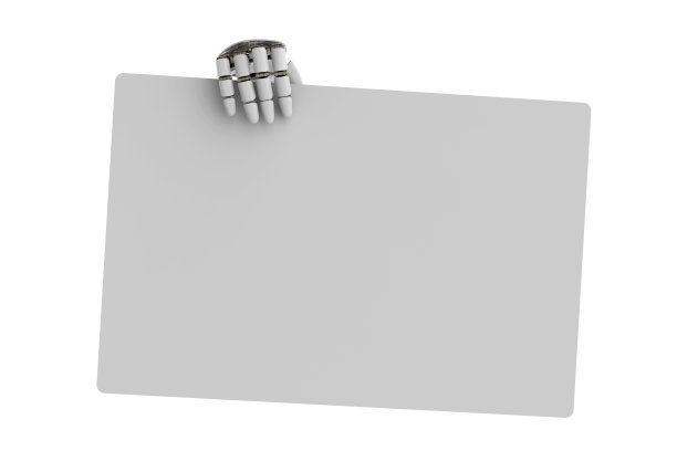 3D渲染机器人手臂持有纸模板库存照片图片下载