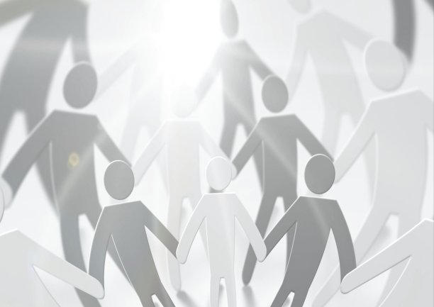 抽象的人们手牵手的剪影图片下载