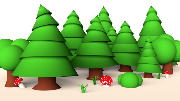 3d的卡通森林，没有动物图片下载