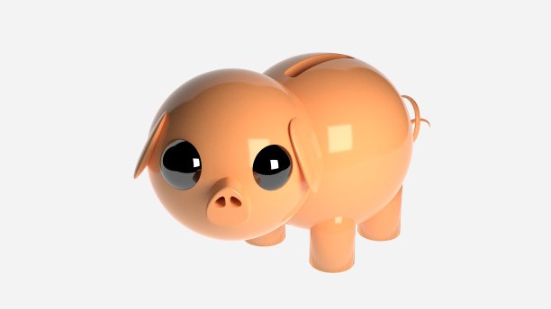 3D插图的可爱小猪孤立在白色图片下载