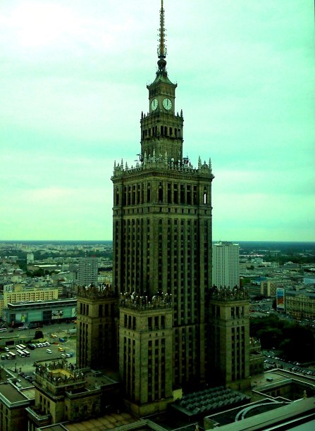 位于华沙市中心的文化馆。从上面的观点图片下载