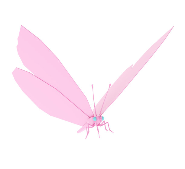 蝴蝶多边形低多边形孤立在白色背景上。特写镜头。三维演示图片下载