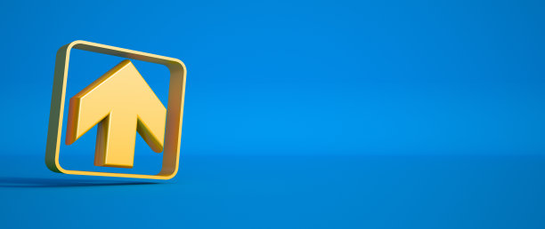 黄色向上箭头在蓝色背景图片下载