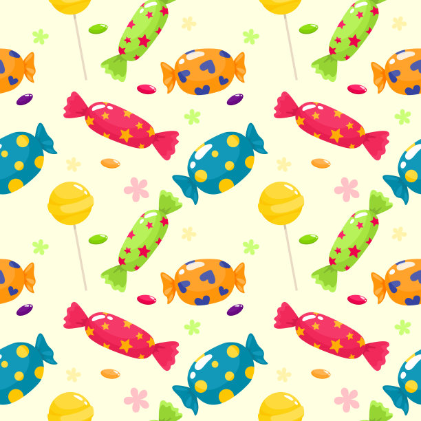 无缝图案的鲜艳糖果。矢量图案卡通风格。图片下载