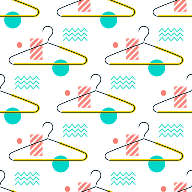 无缝图案与衣架。用于衣柜、缝纫车间、车间的纹理。在白色背景上孤立的元素。图片下载