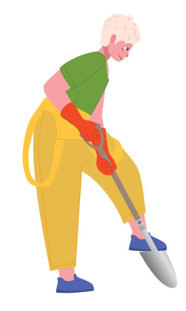 戴着红色手套的男人在挖坑图片下载