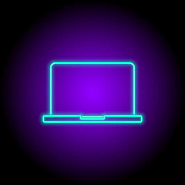 矢量霓虹平面设计图标的个人笔记本设备符号孤立图片下载
