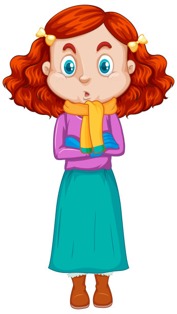 白色背景上穿着冬装的女孩图片下载