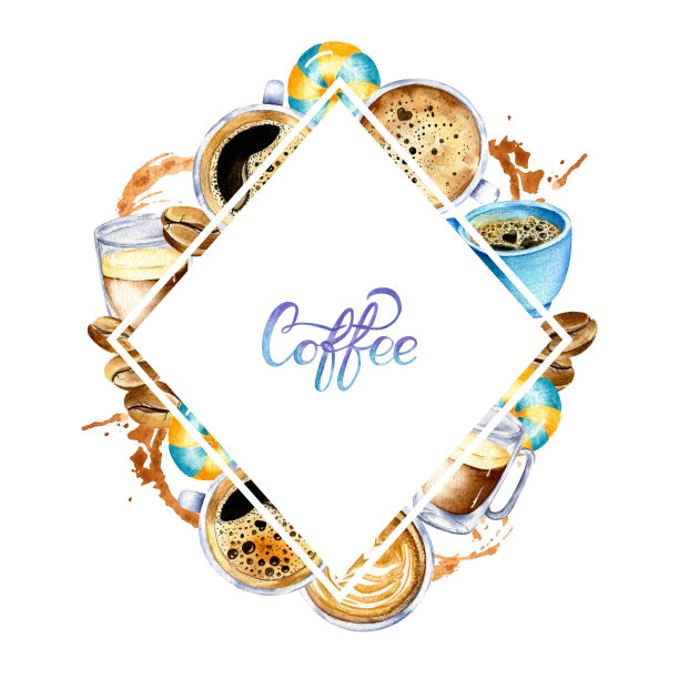 咖啡和糖果水彩插图图片下载