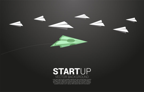 钞票、折纸、纸飞机走不同的路组白色。图片下载